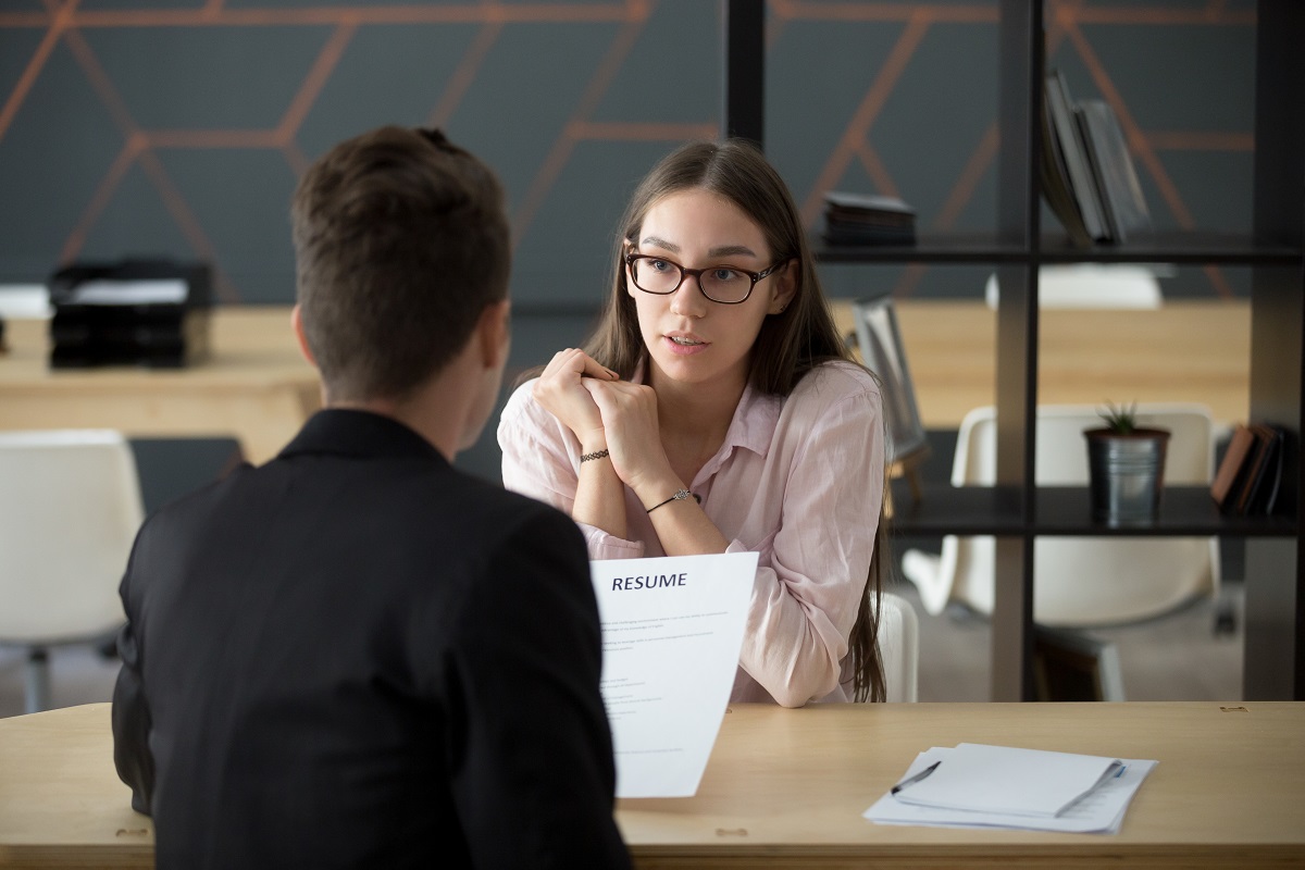 Employee interviewing someone